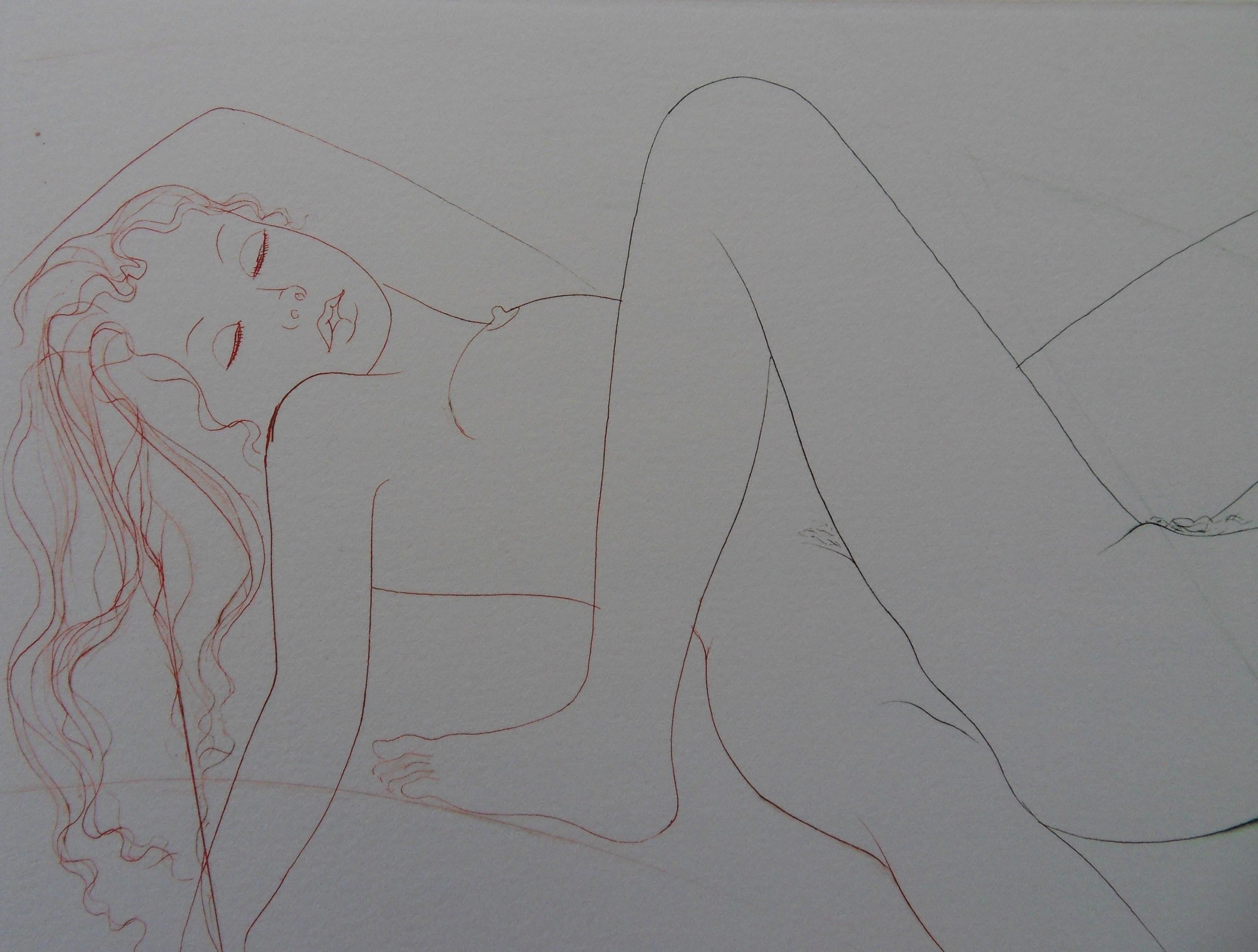 Sensual Rest - Original handsigned etching - Print by Jean-Baptiste Valadie