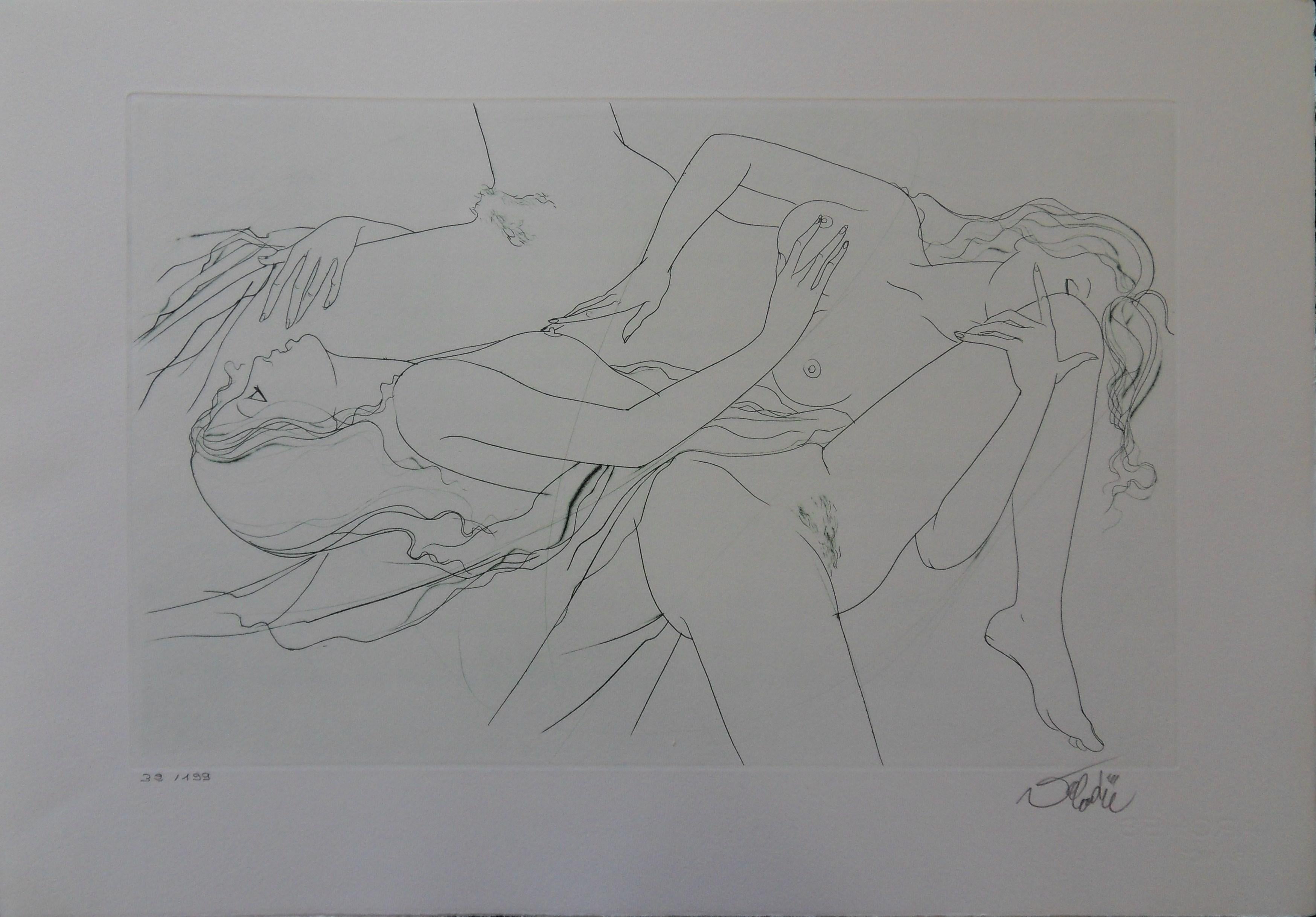 Jean-Baptiste Valadie Nude Print - Sensuality - Original handsigned etching