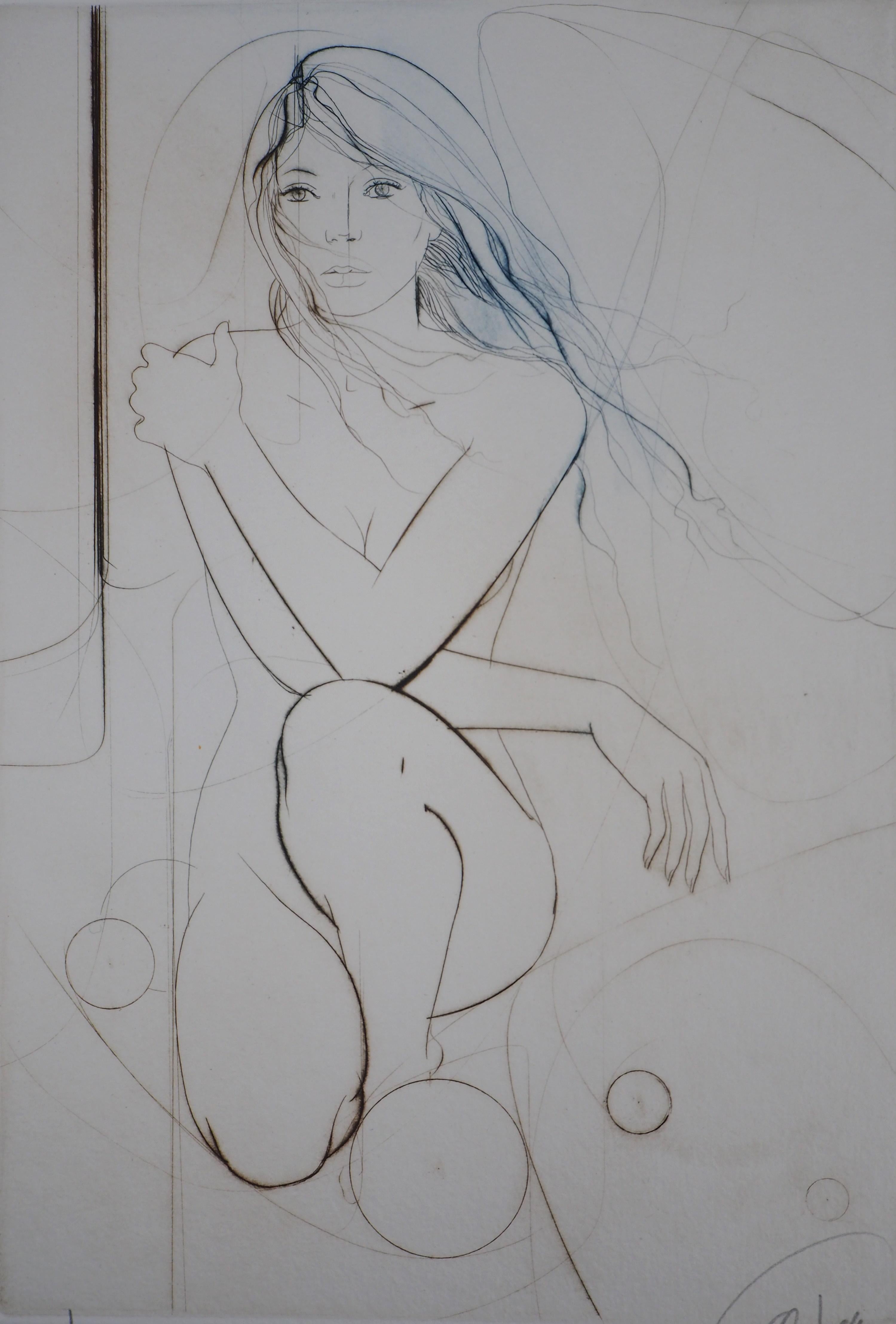 Shy Nude – Original-Radierung, handsigniert (Moderne), Print, von Jean-Baptiste Valadie