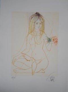 Spring : Nude with Doves - Original Etching, Handsigned