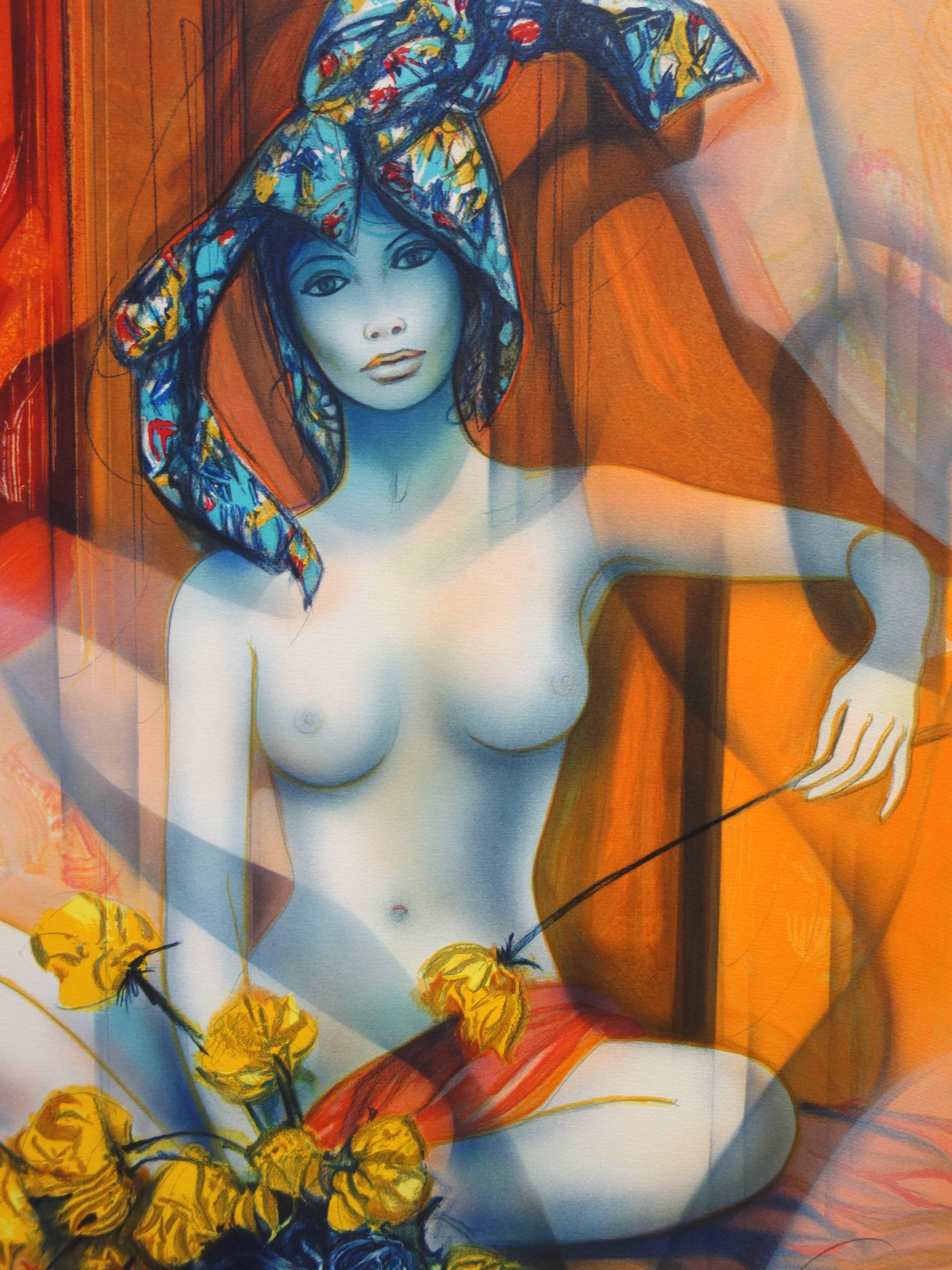 Treasure : Harlequine - Original handsigned lithograph - Modern Print by Jean-Baptiste Valadie