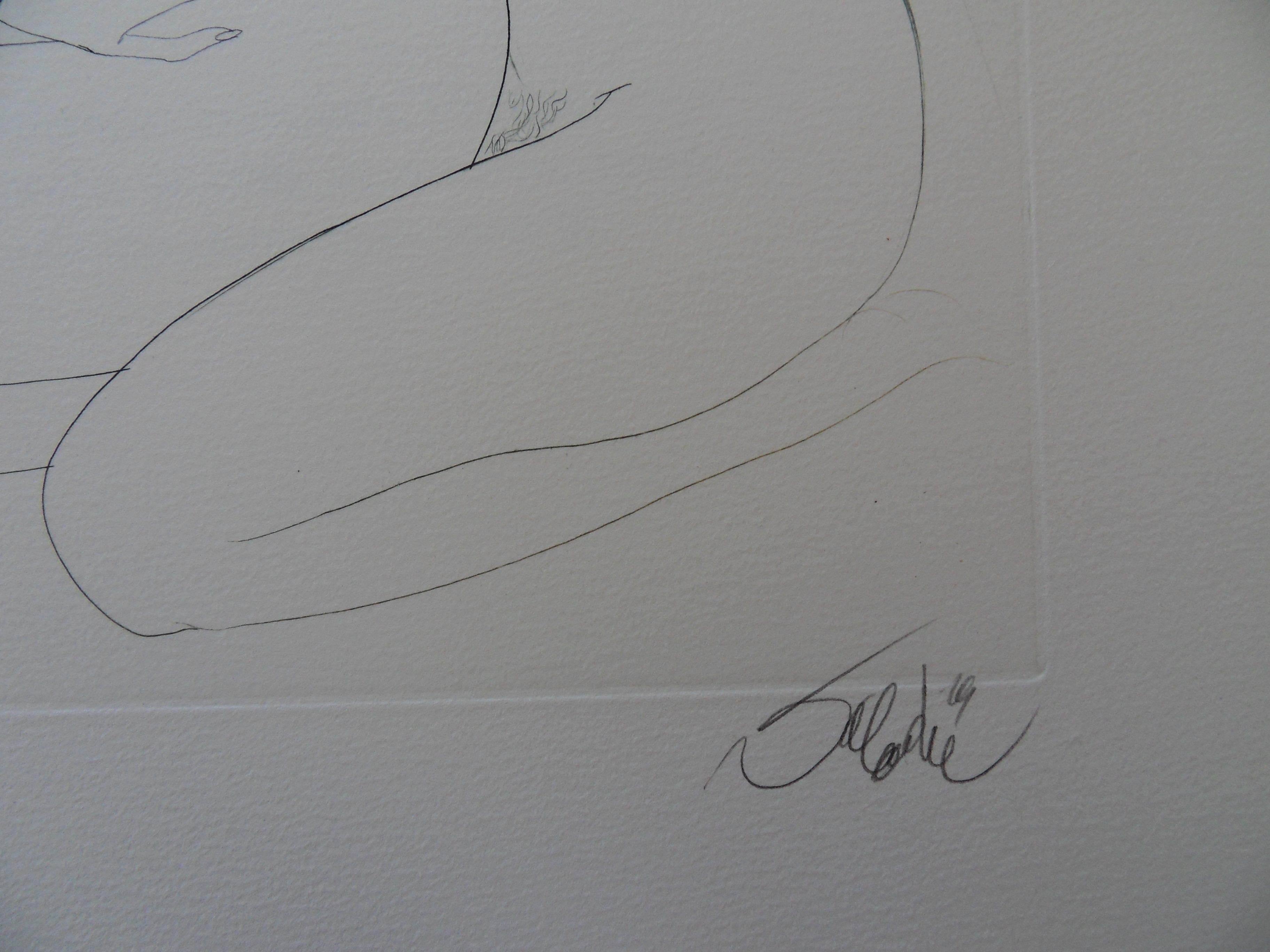Deux nus dans la position de l'œuf - eau-forte originale signée à la main - Moderne Print par Jean-Baptiste Valadie