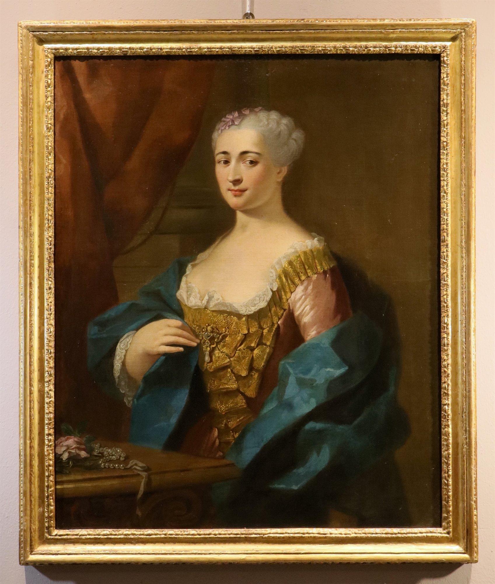 Portrait Noblewoman Van Loo Paint 18th Century Oil on canvas Old master French