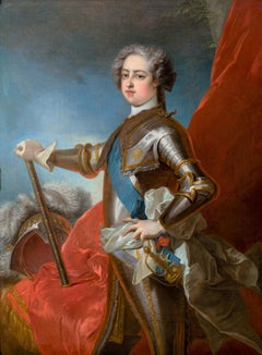 French, circa 1730 Portrait of King Louis XV in armour, workshop of J.B. Van Loo