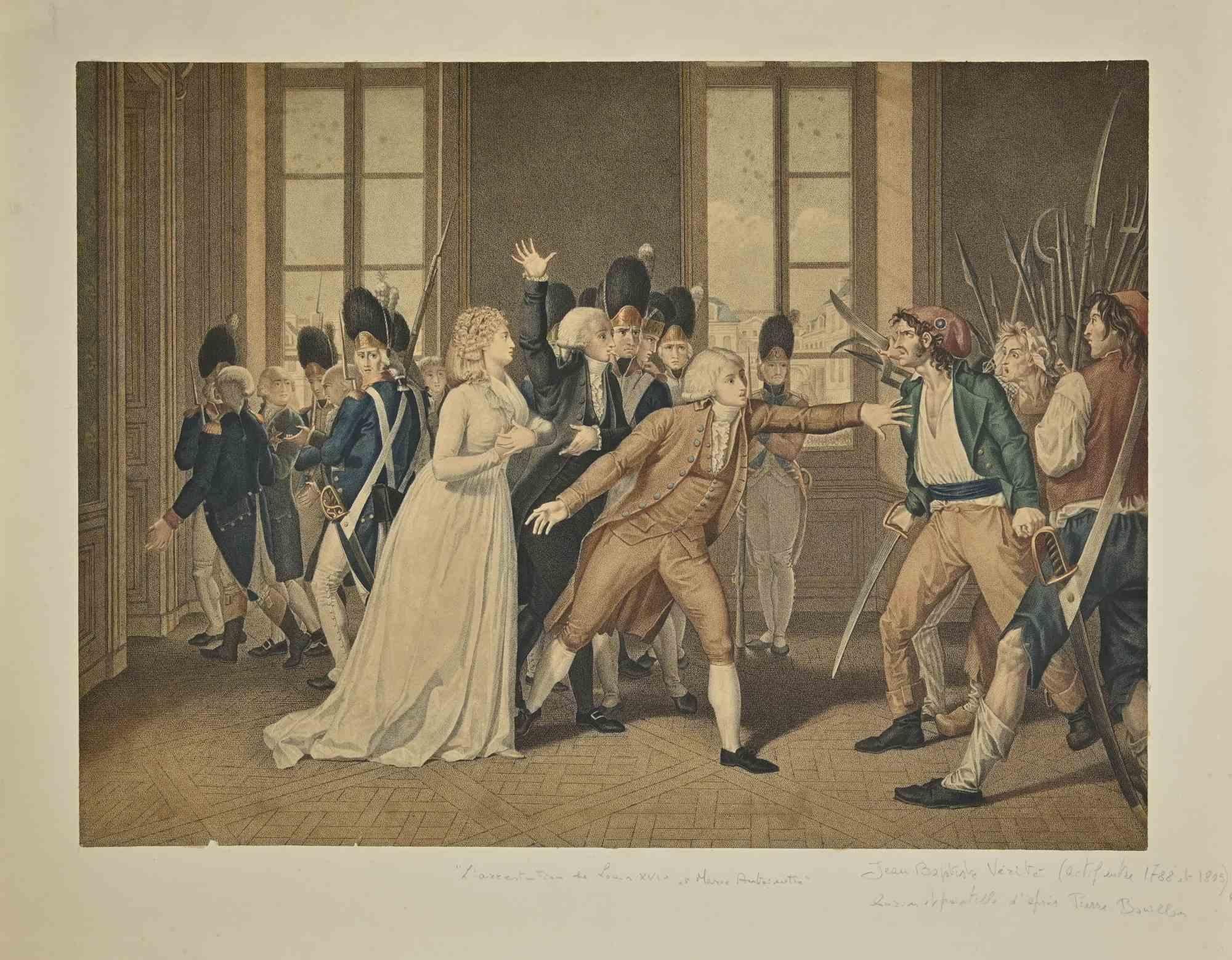 Jean Baptiste Verite Figurative Print - The Arrest of Marie Antoinette - Etching by J. B. Verite-Late-18th Century