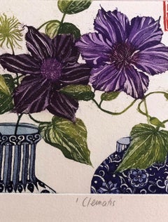 Clemátide, aguafuerte con pan de oro de Jean Bardon