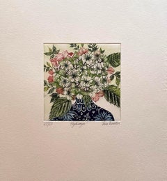 Hydrangea, Floral Aquatint Etching, Edition of 50, Contemporary Art