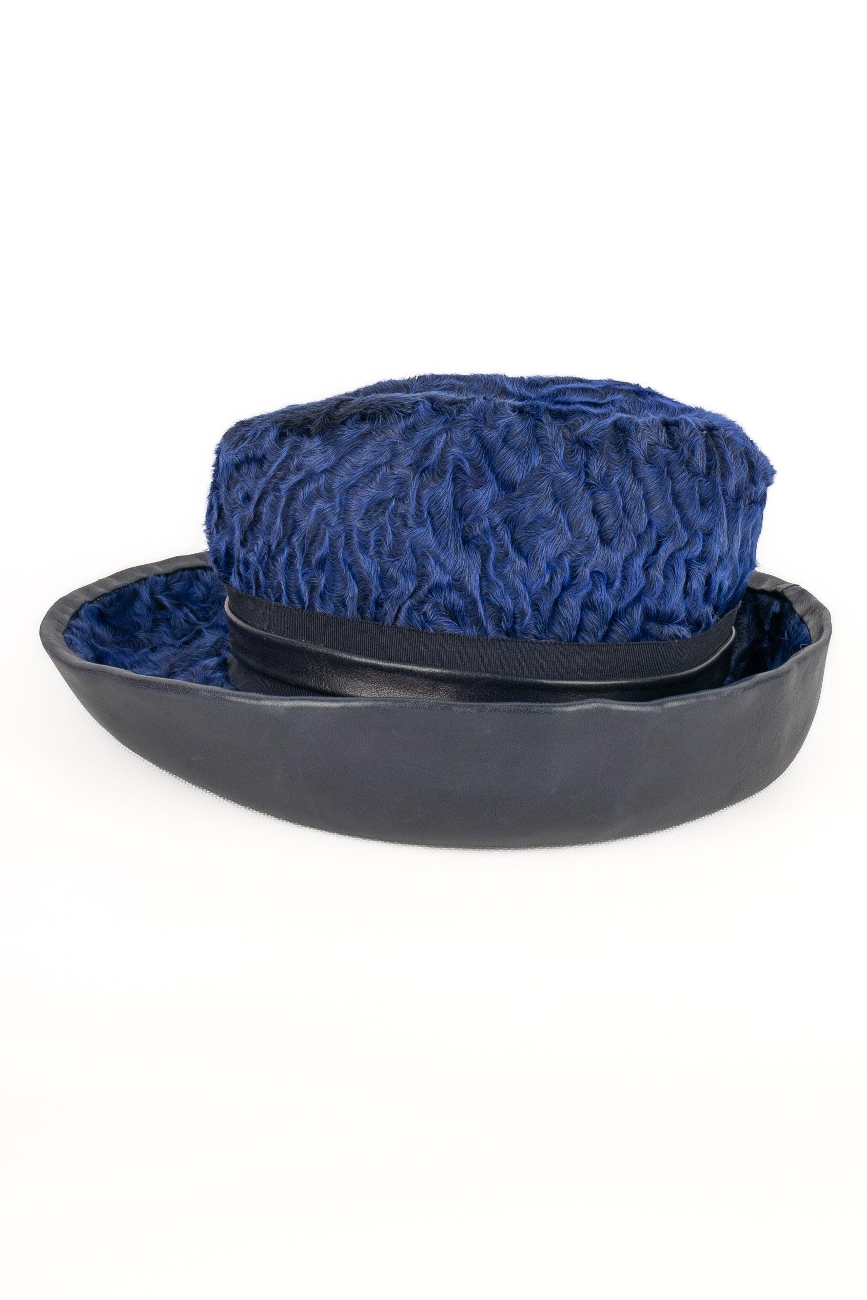 Women's Jean Barthet Black Leather Hat For Sale