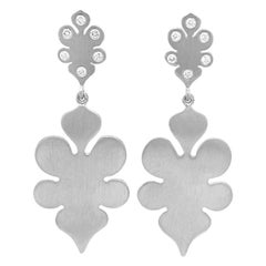 Jean Basse Club Shaped White Gold and Diamond Earrings