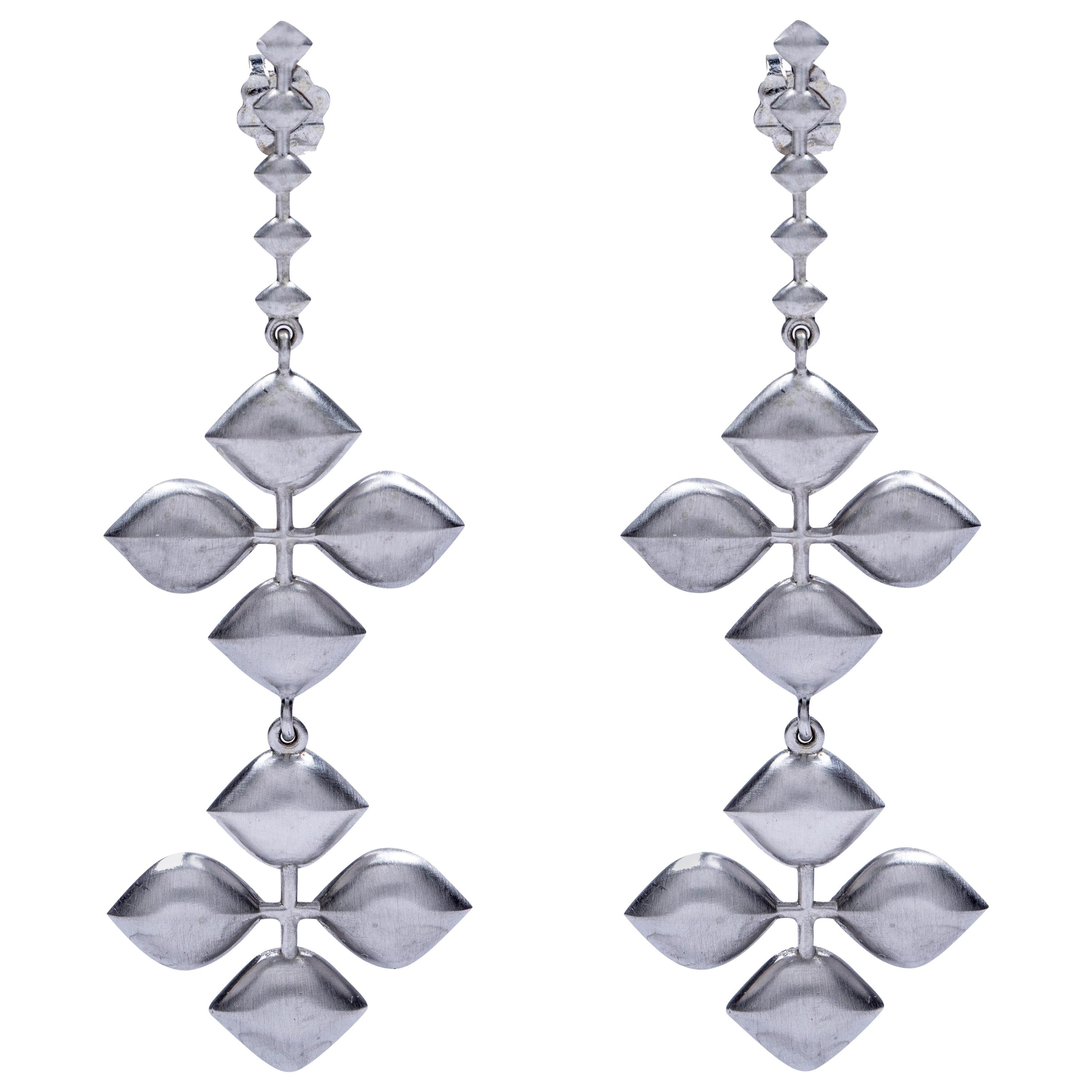 Jean Basse Double Petal White Gold Everyday Earrings For Sale