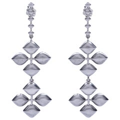 Jean Basse Double Petal White Gold Everyday Earrings