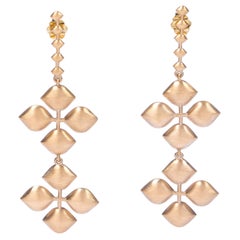 Jean Basse Double Petal Yellow Gold Earrings