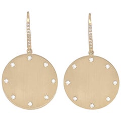 Jean Basse Yellow Gold and Diamond Disk Earrings