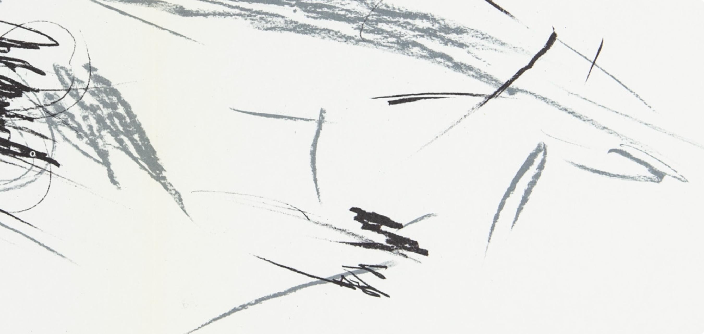 Bazaine, Composition, Derrière le miroir (après) - Gris Landscape Print par Jean Bazaine