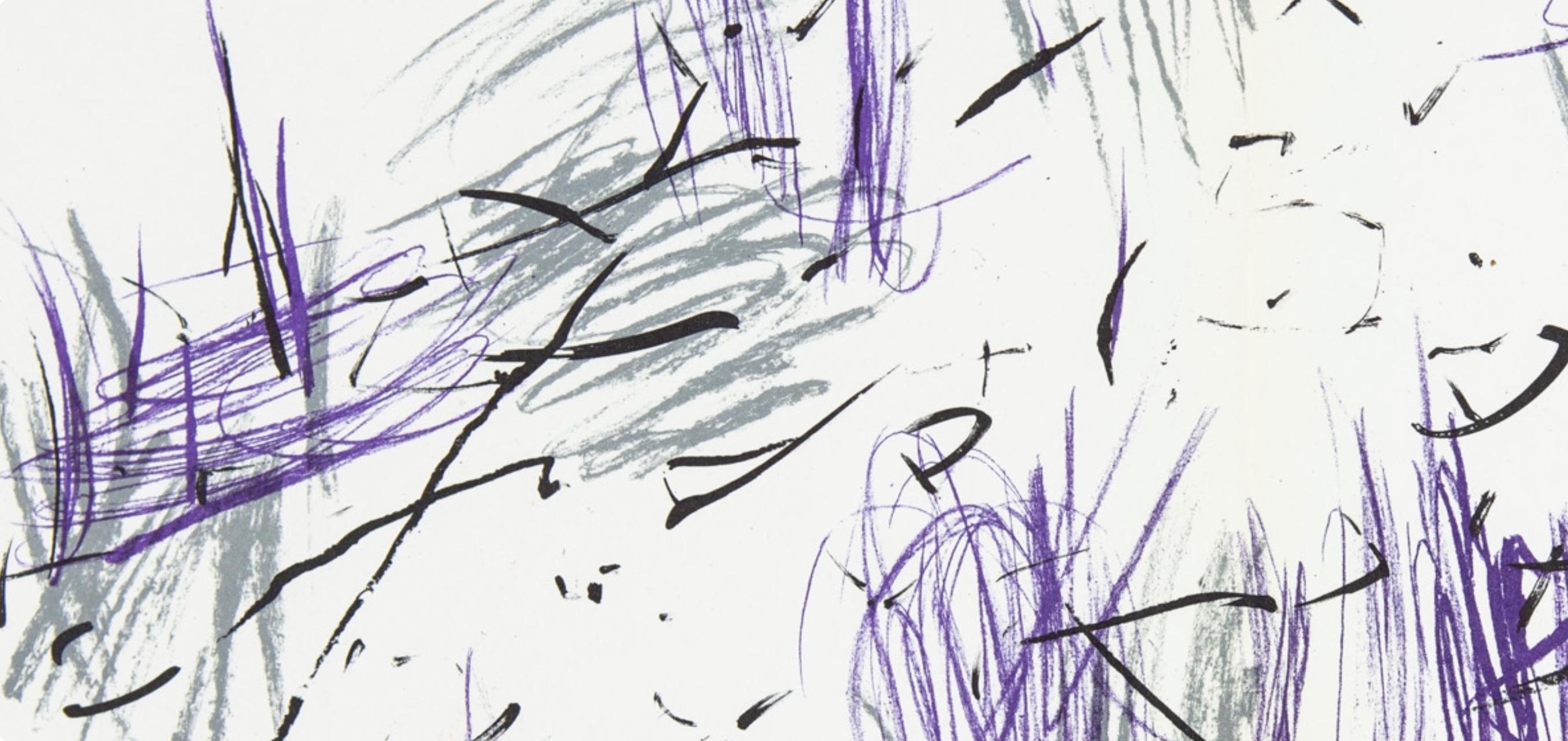 Bazaine, Composition, Derrière le miroir (après) - Gris Landscape Print par Jean Bazaine