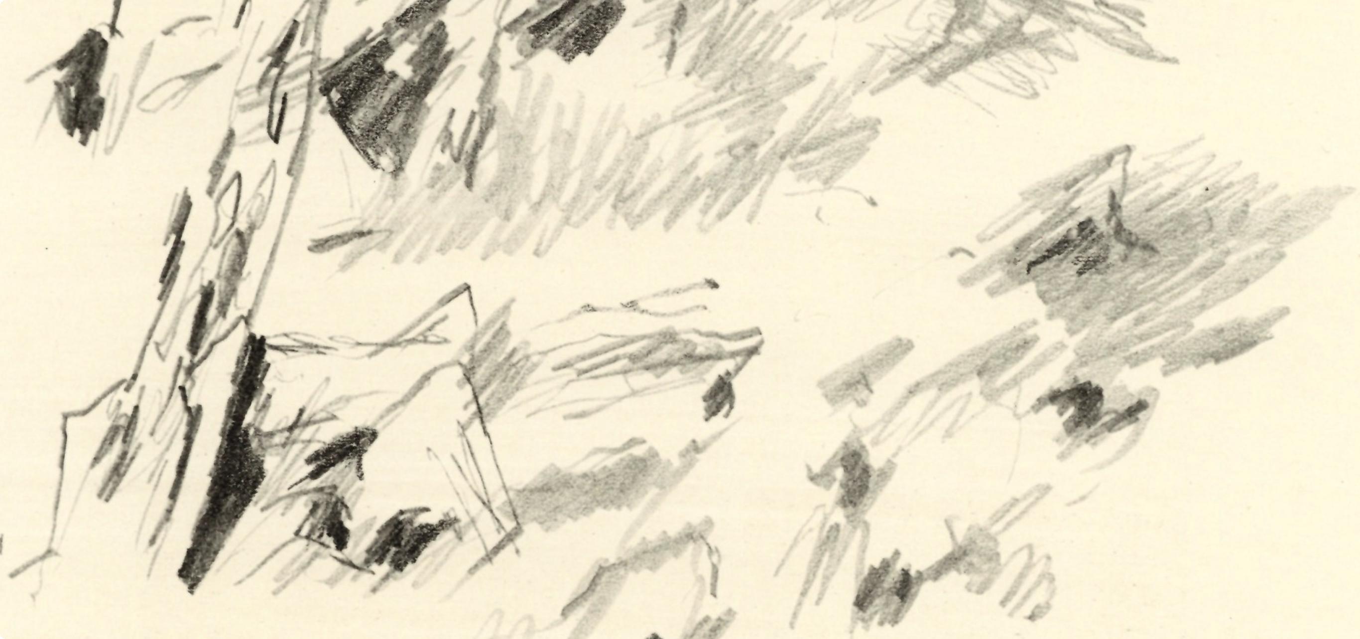 Composition, Société internationale d'art XXe siècle - White Abstract Print by Jean Bazaine