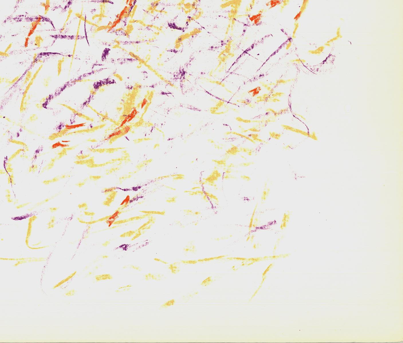 This lithograph page from Derrière le Miroir (DLM) No. 170, created by René Bazaine, exemplifies his mastery in abstract art. The piece, presented in the renowned French art magazine, reflects Bazaine's fascination with natural elements and his
