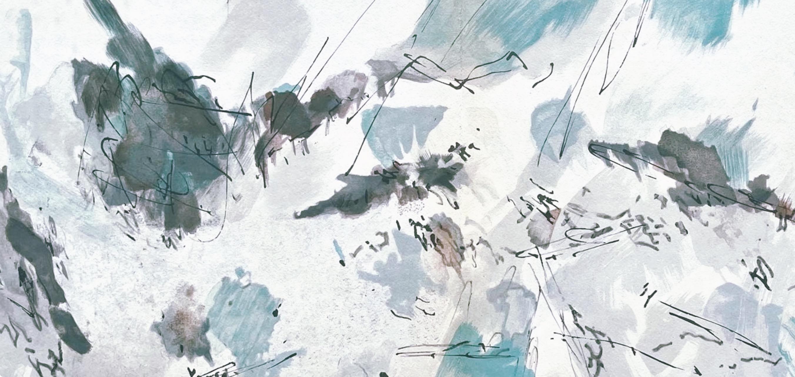 Paysage de Montagne, Derrière le miroir - Print de Jean Bazaine