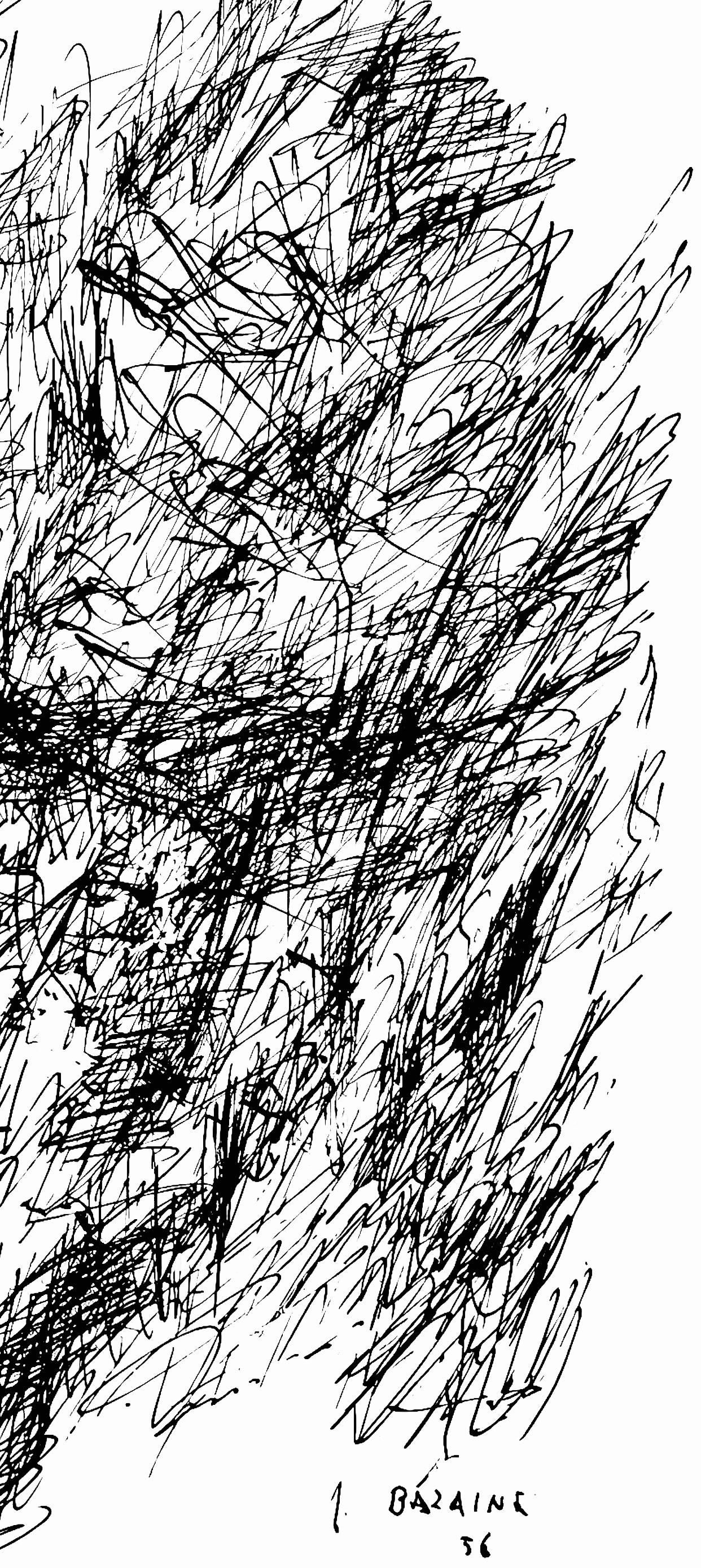 Paysage, Derrière le miroir - Gris Abstract Print par Jean Bazaine