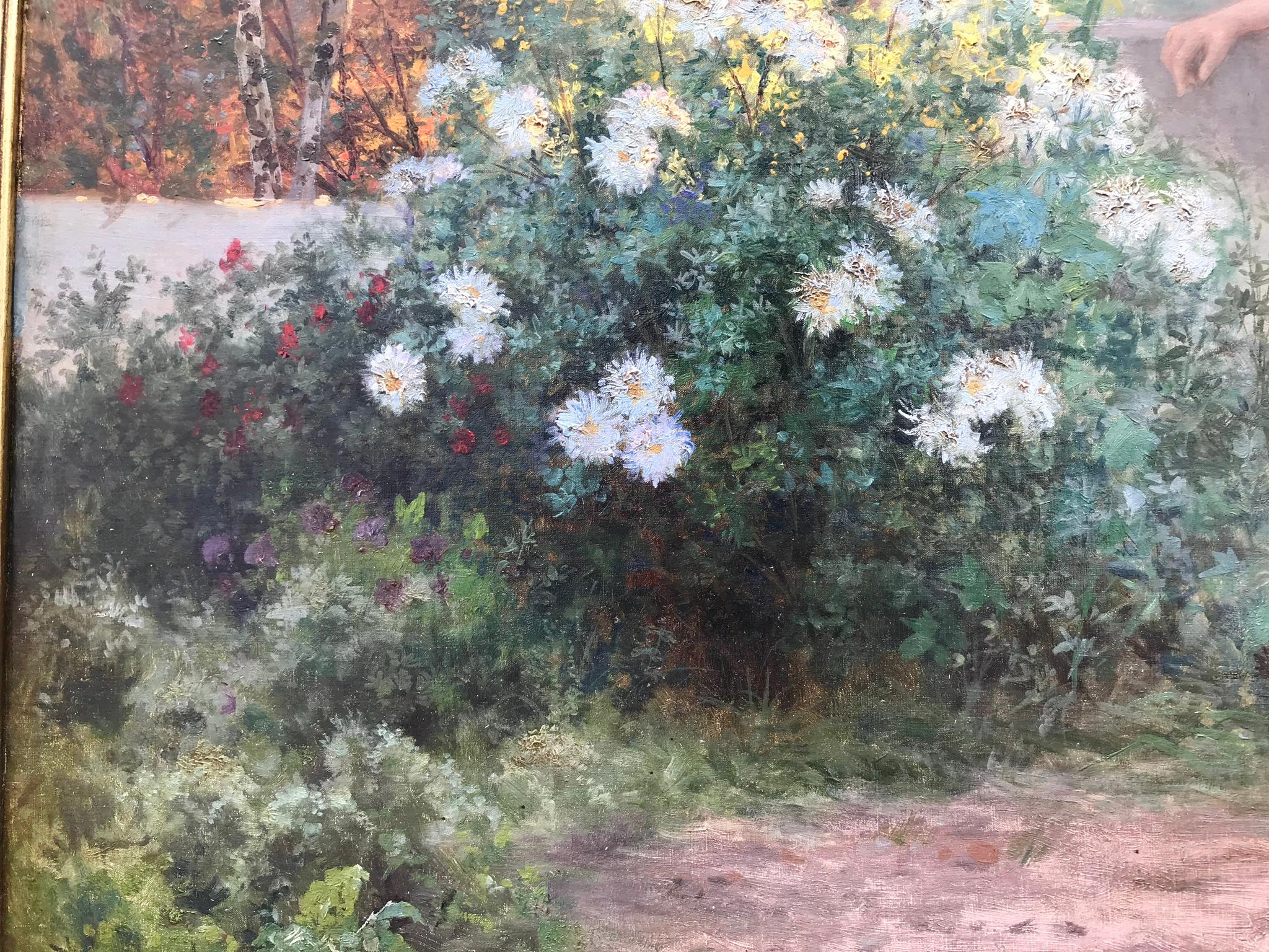 Olio su tela. Le condizioni sono molto buone.   Firmato in basso a sinistra.  Inscritto a Parigi e datato 1904.  Complessivamente con cornice in foglia d'oro su legno 28 1/2 x 34 1/2 pollici.
È disponibile una seconda cornice da vendere insieme a