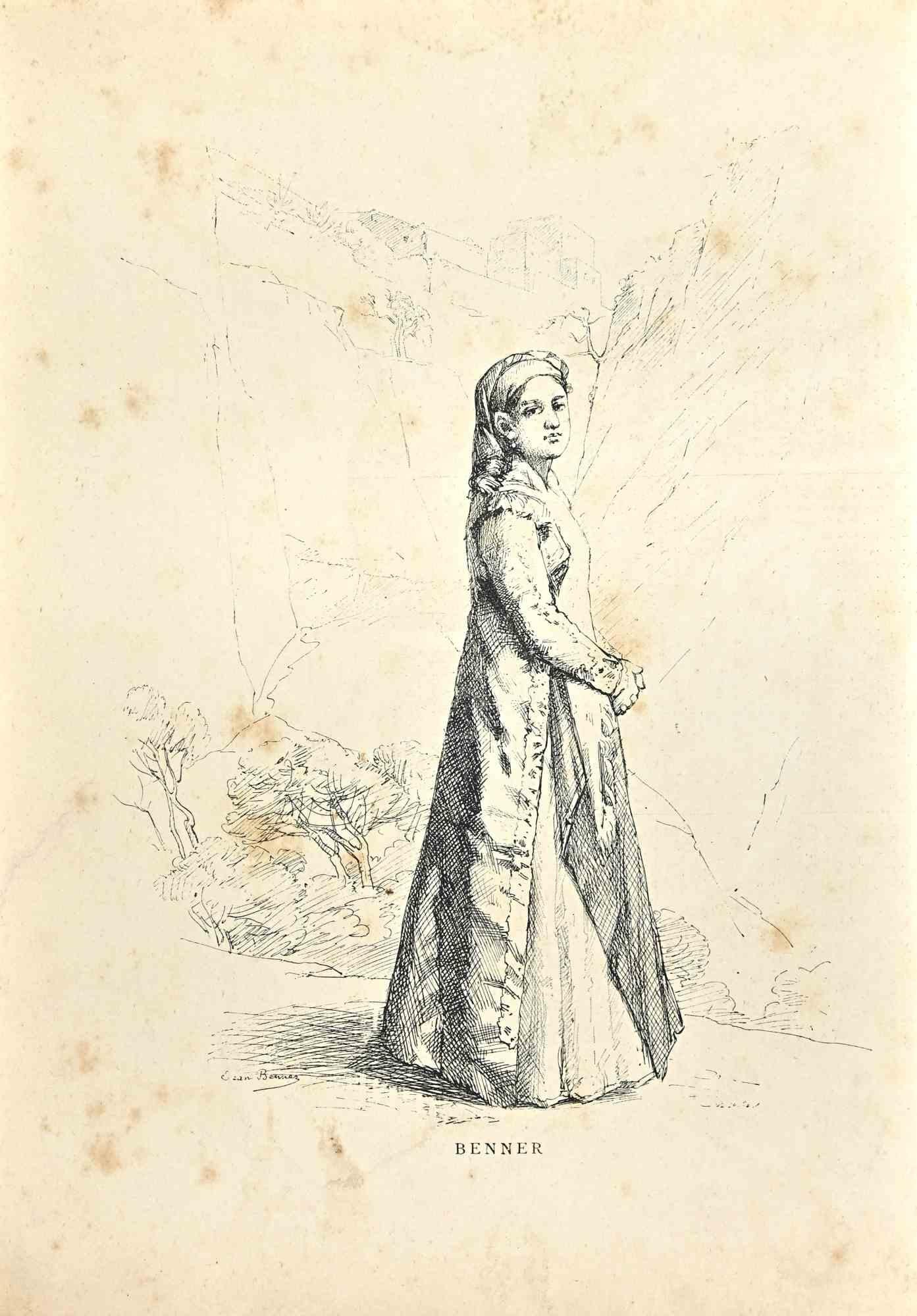 Femme est une lithographie réalisée à la fin du 19e siècle par Jean Benner (Mulhouse, 28 marzo 1836 - Parigi, 28 ottobre 1906).

Bonnes conditions.

Signé sur la plaque.

L'œuvre d'art est représentée par des touches douces dans une composition bien