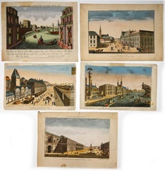 Cinco (5) vistas de ciudades, escuela francesa del siglo XVII de Winckler y otros