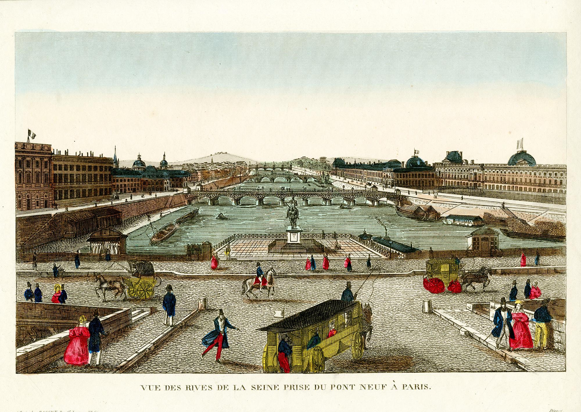 Cuatro vistas ópticas del siglo XVIII de París, etc.; 