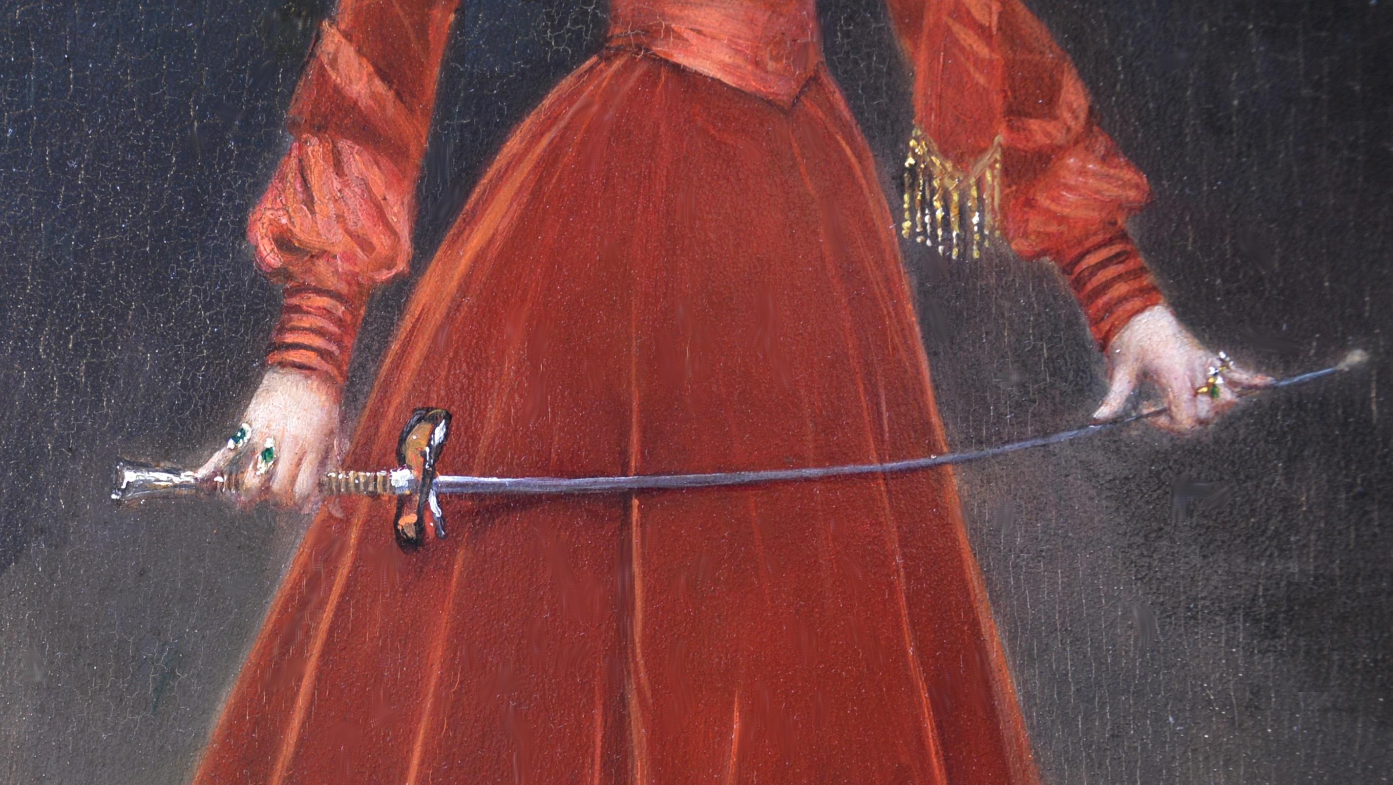 En Garde - 19th Century French Belle Epoque Oil Painting Portrait Fencing Girl  1