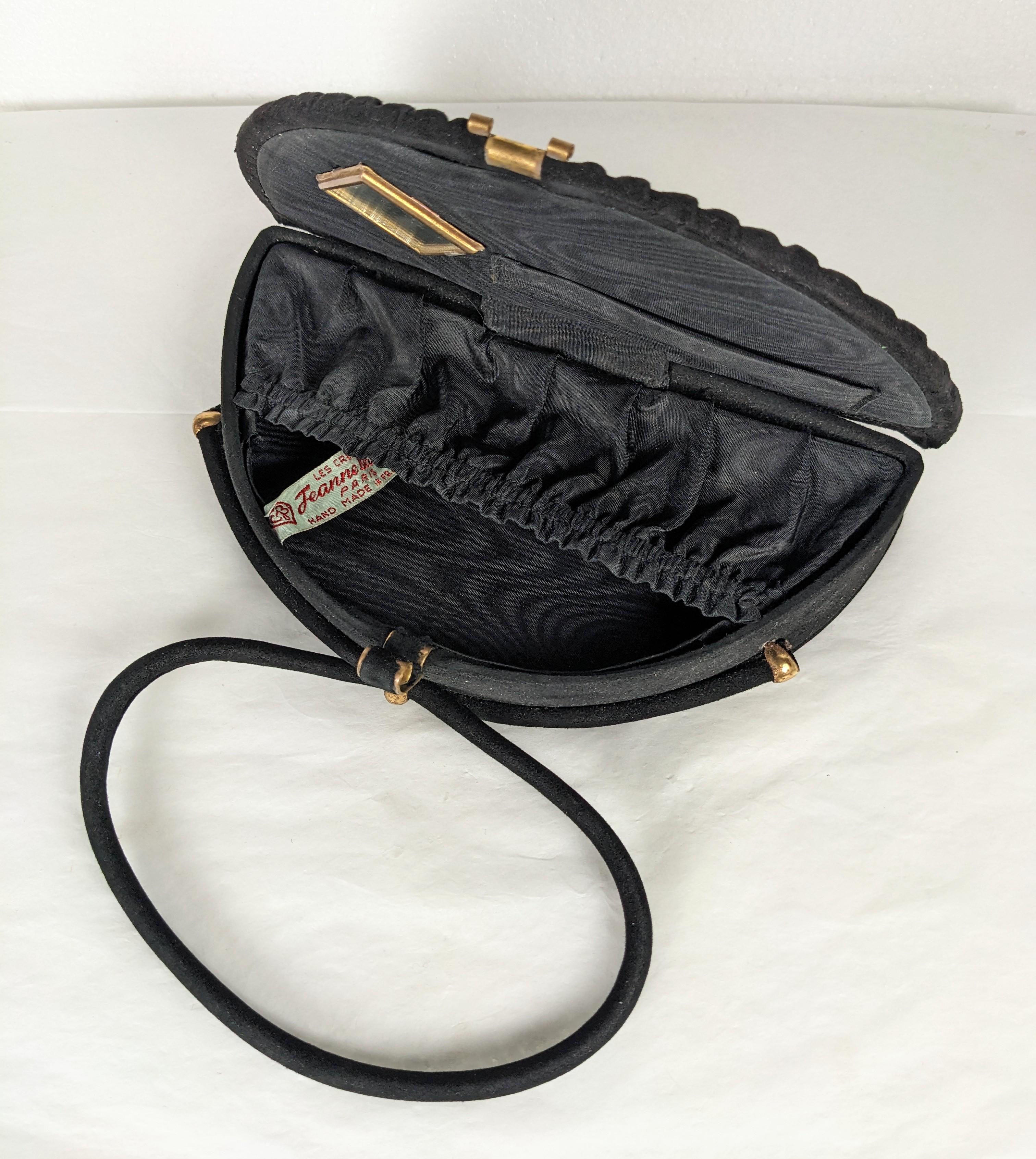 Jean Bernard Figural Black Suede Bag, Paris 1950's For Sale 3