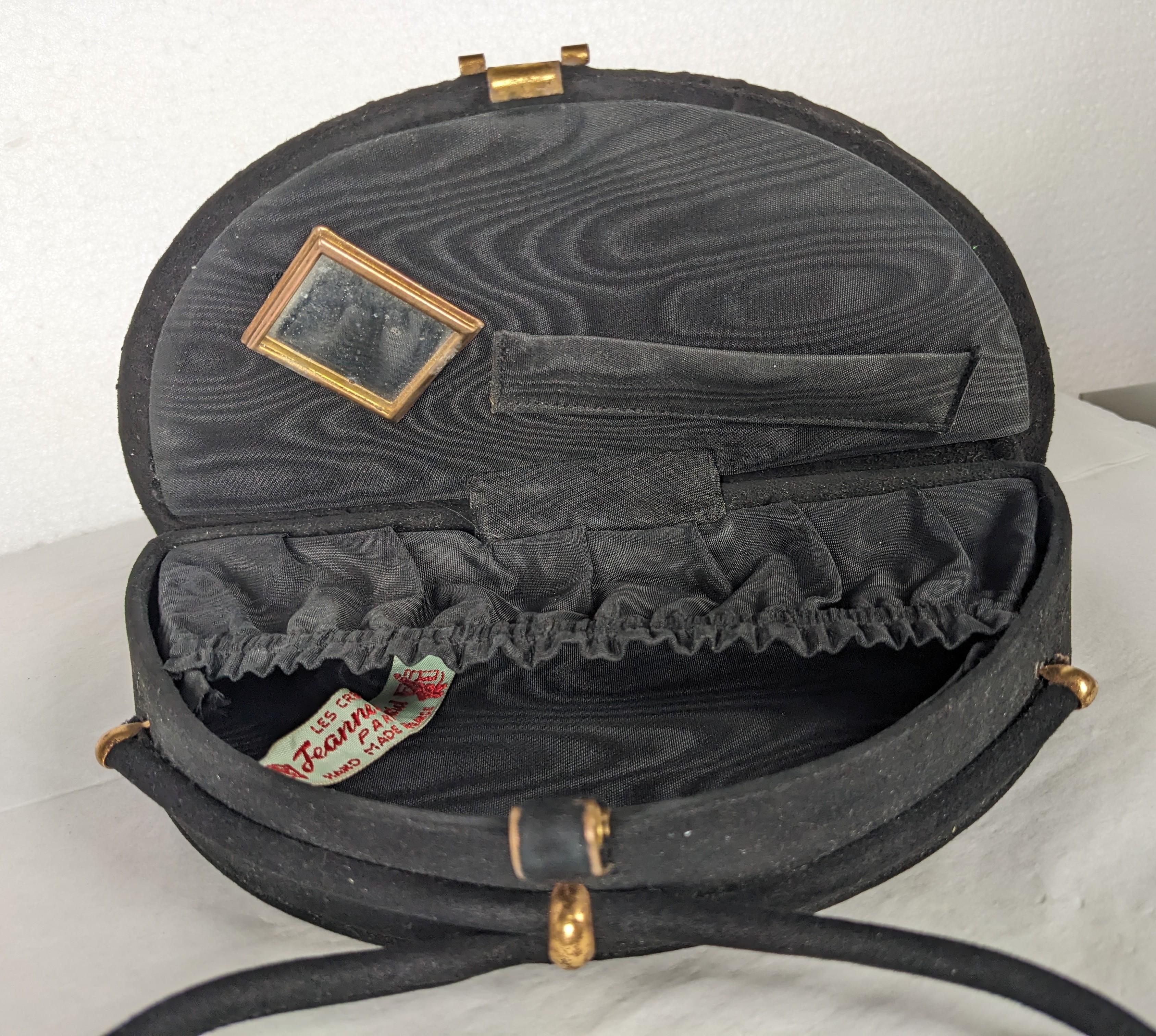 Jean Bernard Figural Black Suede Bag, Paris 1950's For Sale 4