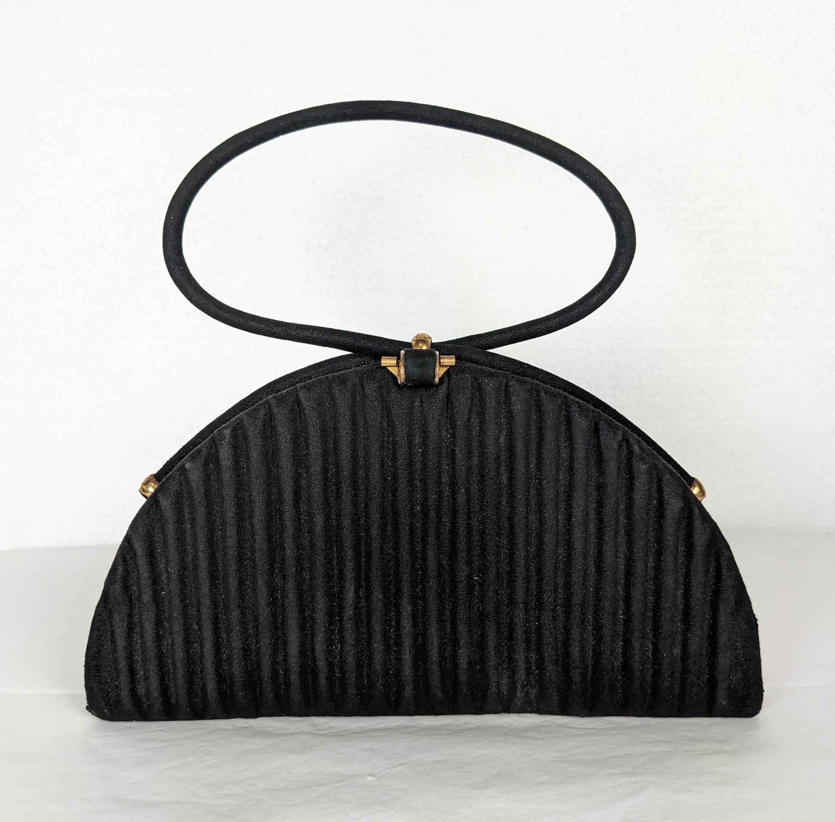 Jean Bernard Figural Black Suede Bag, Paris 1950's For Sale 5