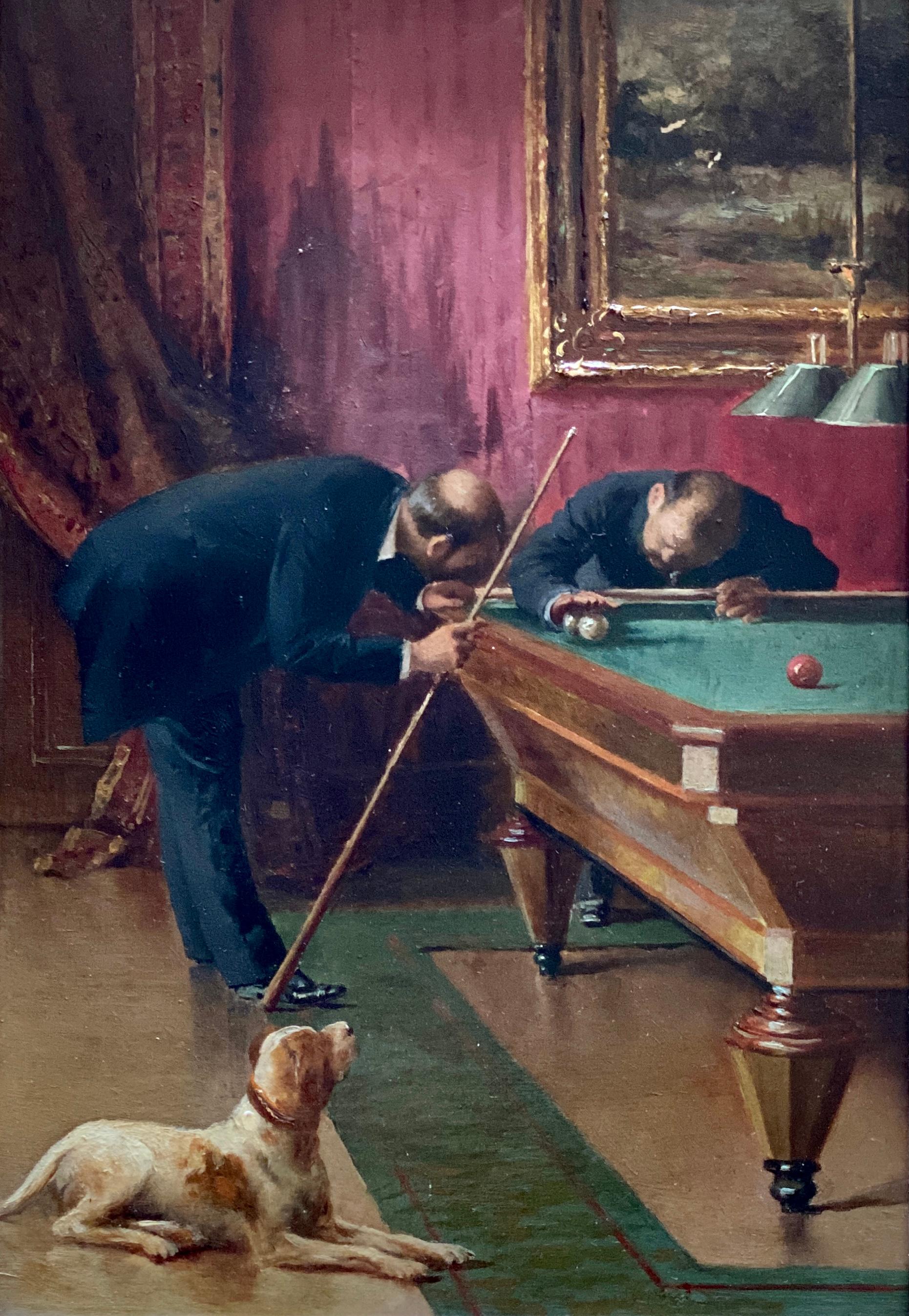 Jean Bérnard, Saint-Pétersbourg 1849 - 1935 Paris, Français, Une partie de billard - Painting de Jean Bernard