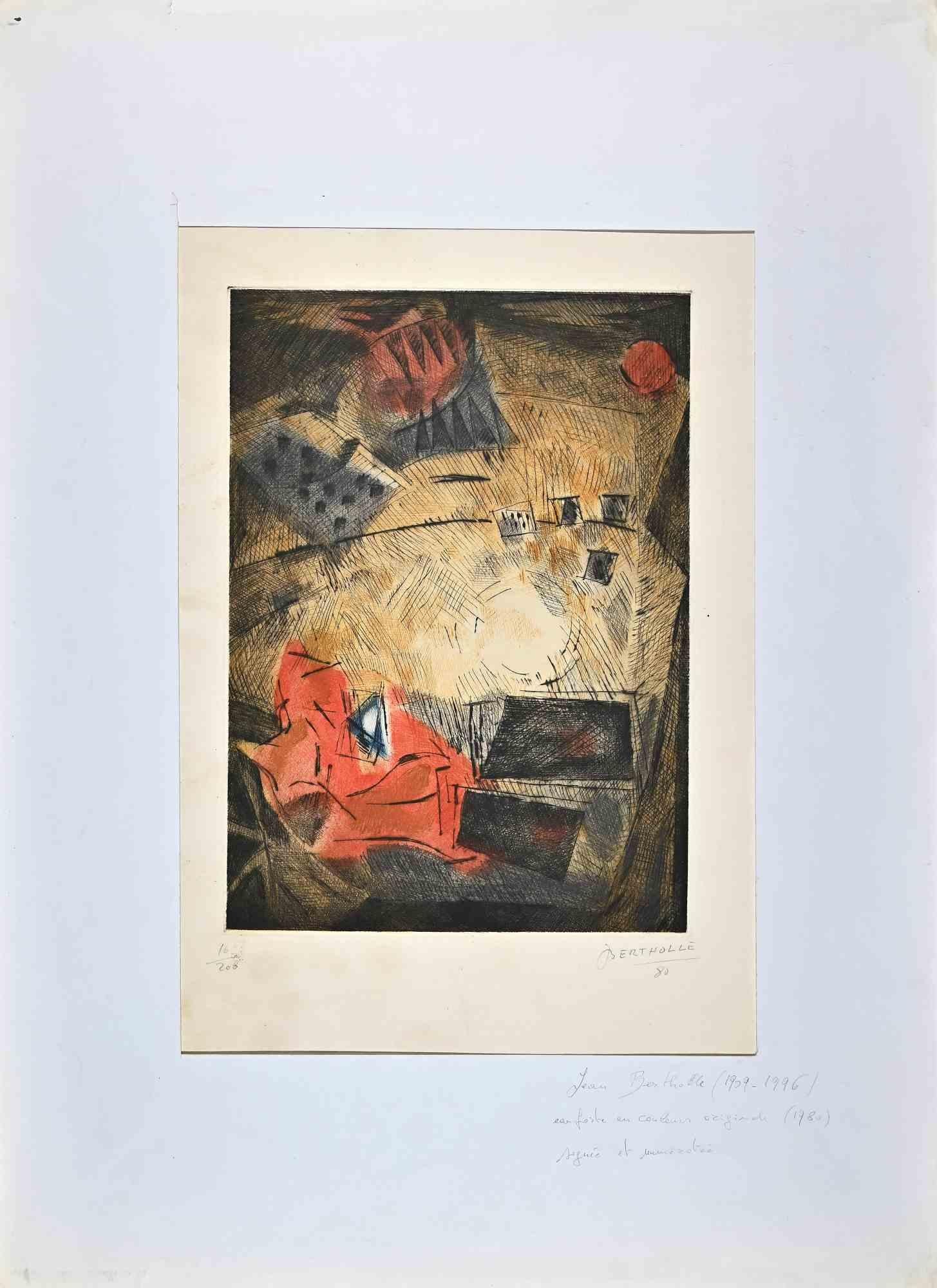 Abstract Composition - Etching by Jean Bertholle - 1952 For Sale 1