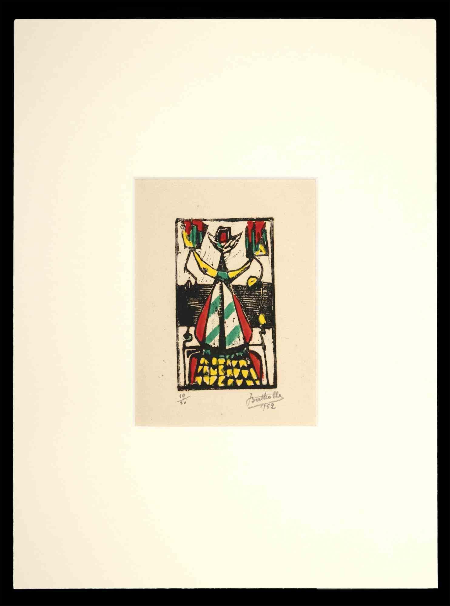 Composition abstraite - eau-forte originale de Jean Bertholle - 1952 en vente 1