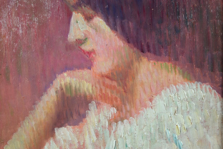 Portrait d'un Femme - Impressionist Oil, Portrait of a Woman by Jean Pegot-Ogier For Sale 2