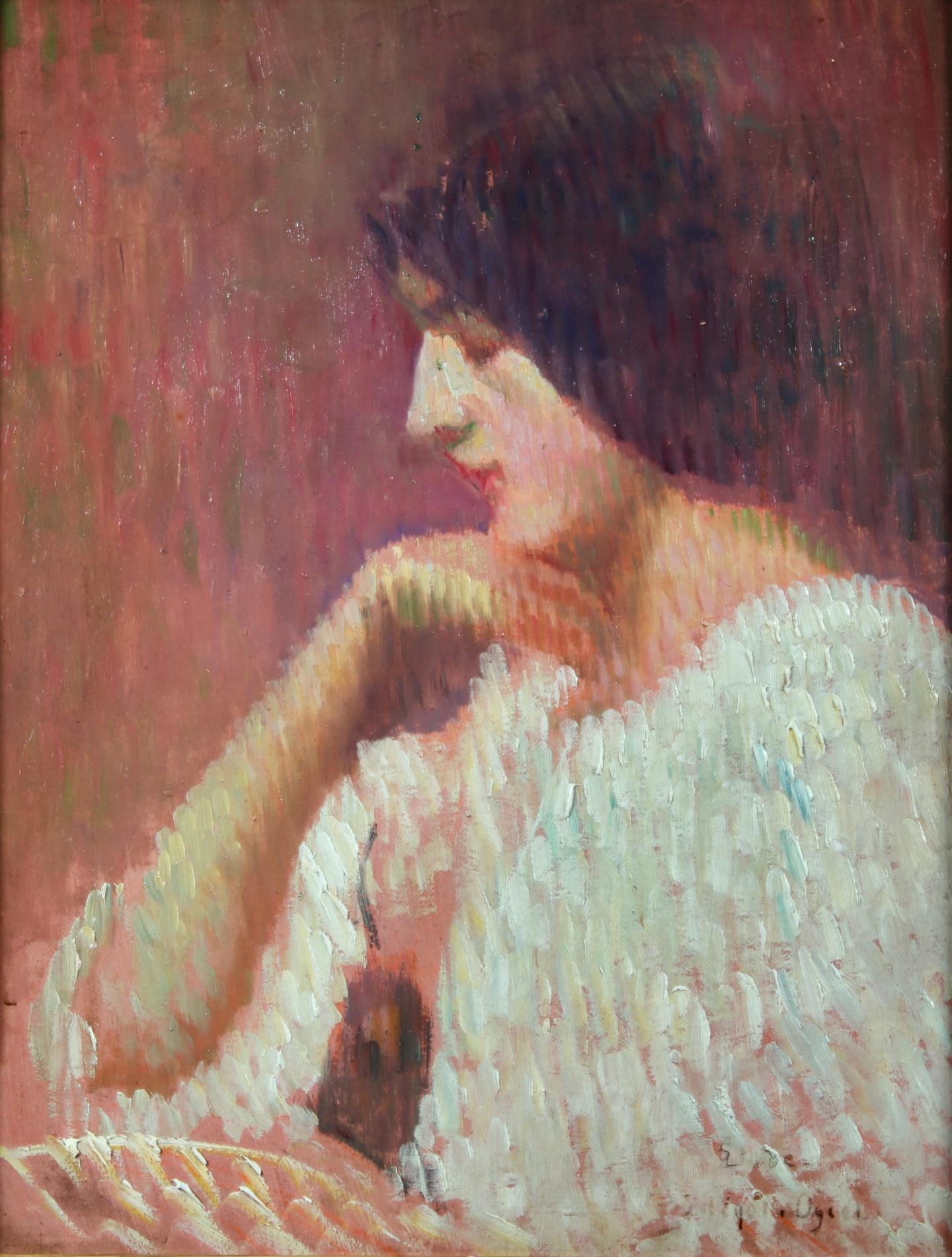 Portrait d'un Femme - Impressionist Oil, Portrait of a Woman by Jean Pegot-Ogier
