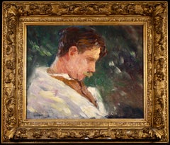 Self Portrait - French Impressionist Oil by Jean Bertrand Pegot-Ogier