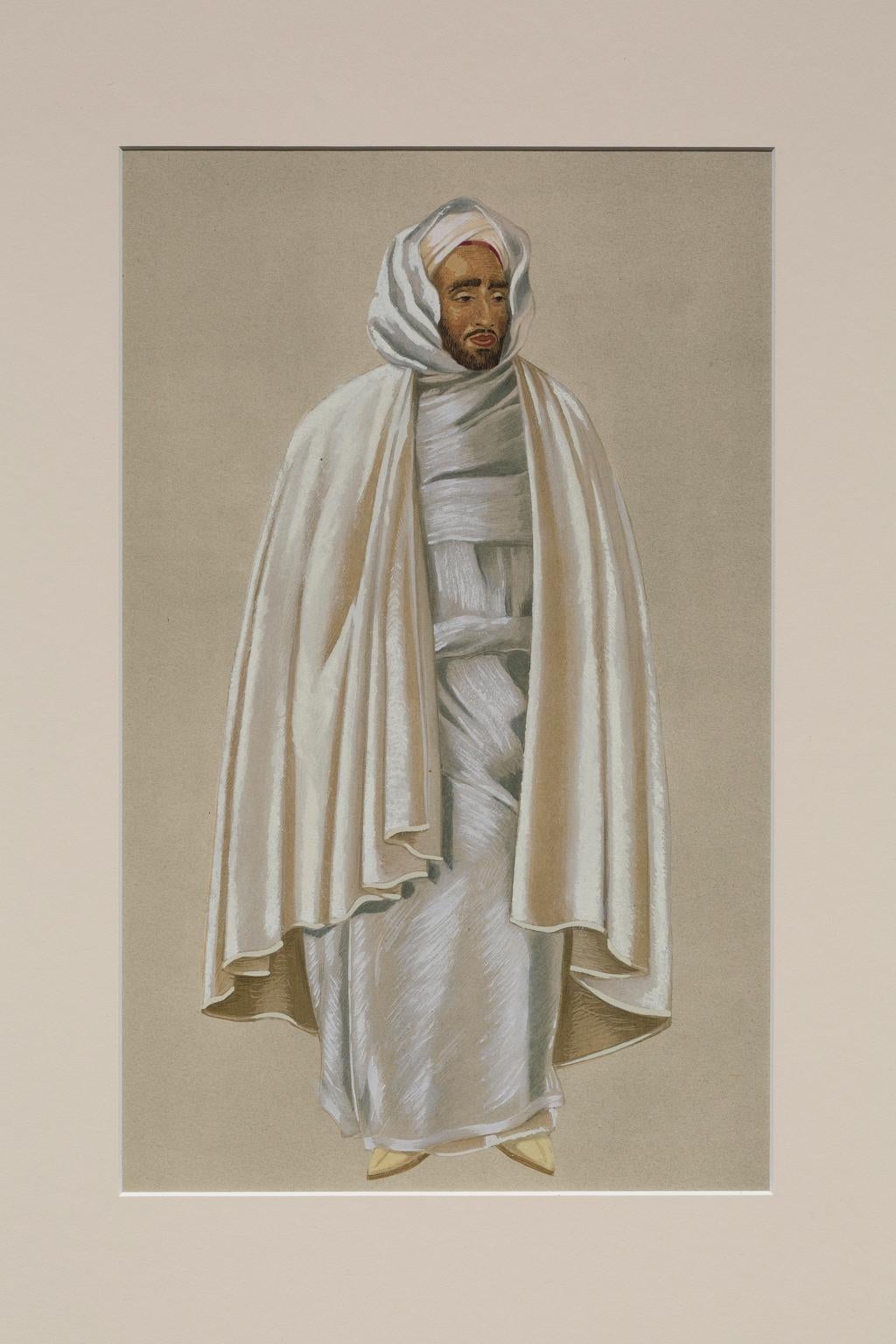 „Stadt Notable“ aus „Costumes of Morocco“, Gouache auf Papier – Print von Jean Besancenot