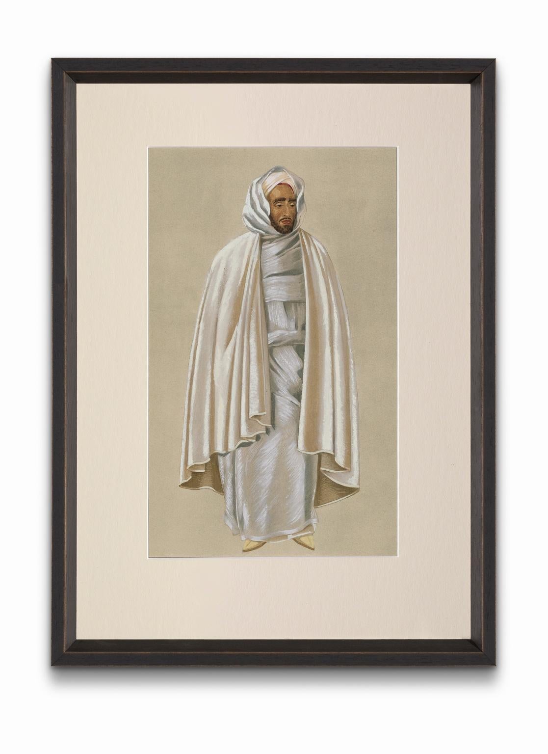 Jean Besancenot Portrait Print – „Stadt Notable“ aus „Costumes of Morocco“, Gouache auf Papier