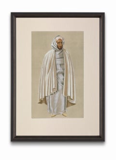 Vintage "City Notable" from "Costumes of Morocco", Gouache on Paper