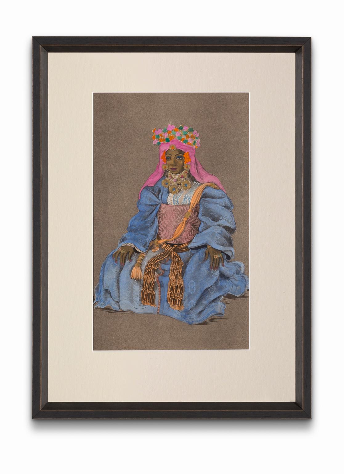 Jean Besancenot Portrait Print - "Formal Dress Called <Of The Maghzen>", from "Costumes of Morocco"