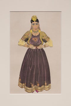 "Jewish Bride of Fez" from "Costumes of Morocco", Gouache on Paper