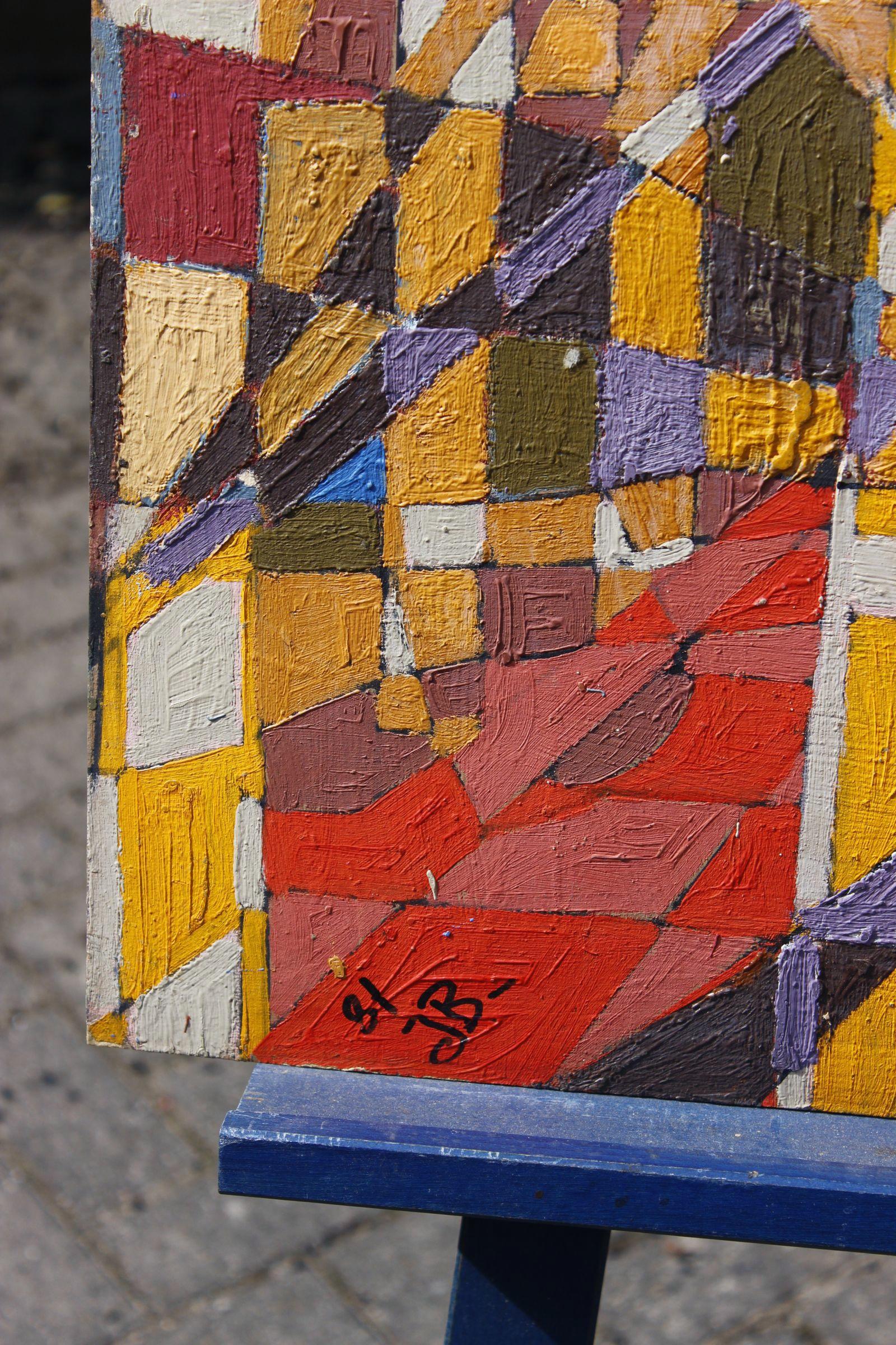 Jean Besnard (1922-2007) Abstraktes Gemälde Öl auf Tafel, Frankreich 1981 (Französisch) im Angebot