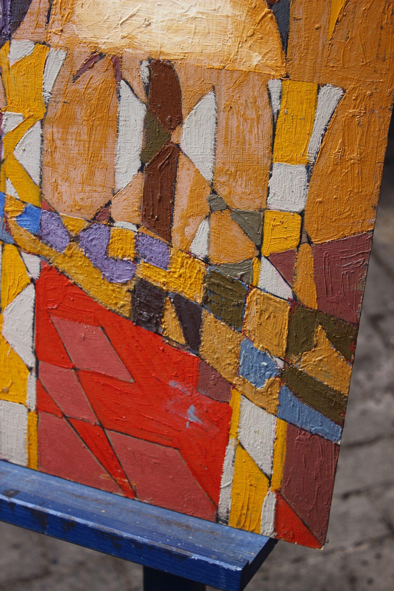 Jean Besnard (1922-2007) Abstraktes Gemälde Öl auf Tafel, Frankreich 1981 im Zustand „Gut“ im Angebot in STRASBOURG, FR