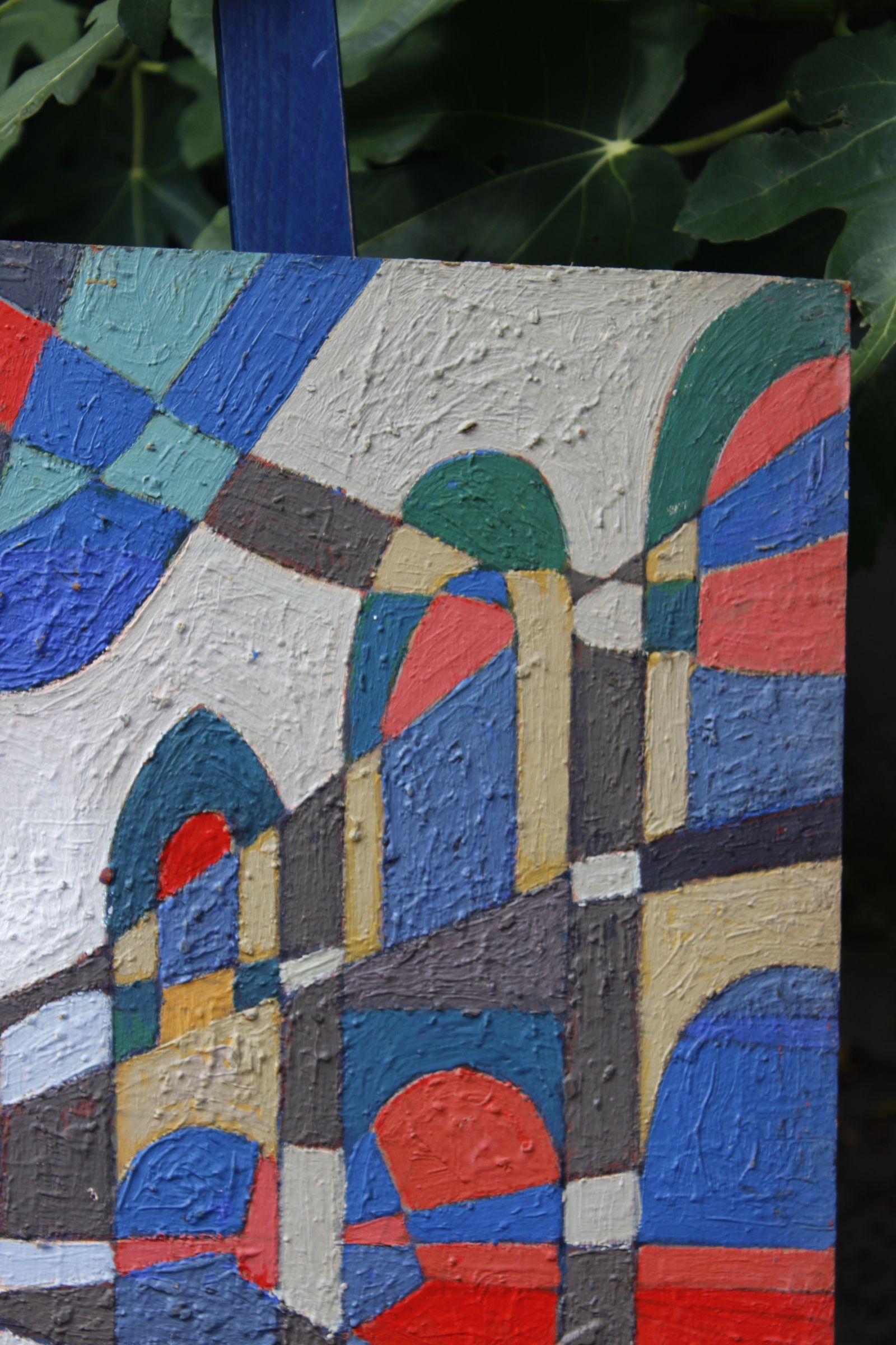 Jean Besnard (1922-2007) Abstraktes Gemälde Öl auf Tafel, Frankreich 1983 im Zustand „Gut“ im Angebot in STRASBOURG, FR