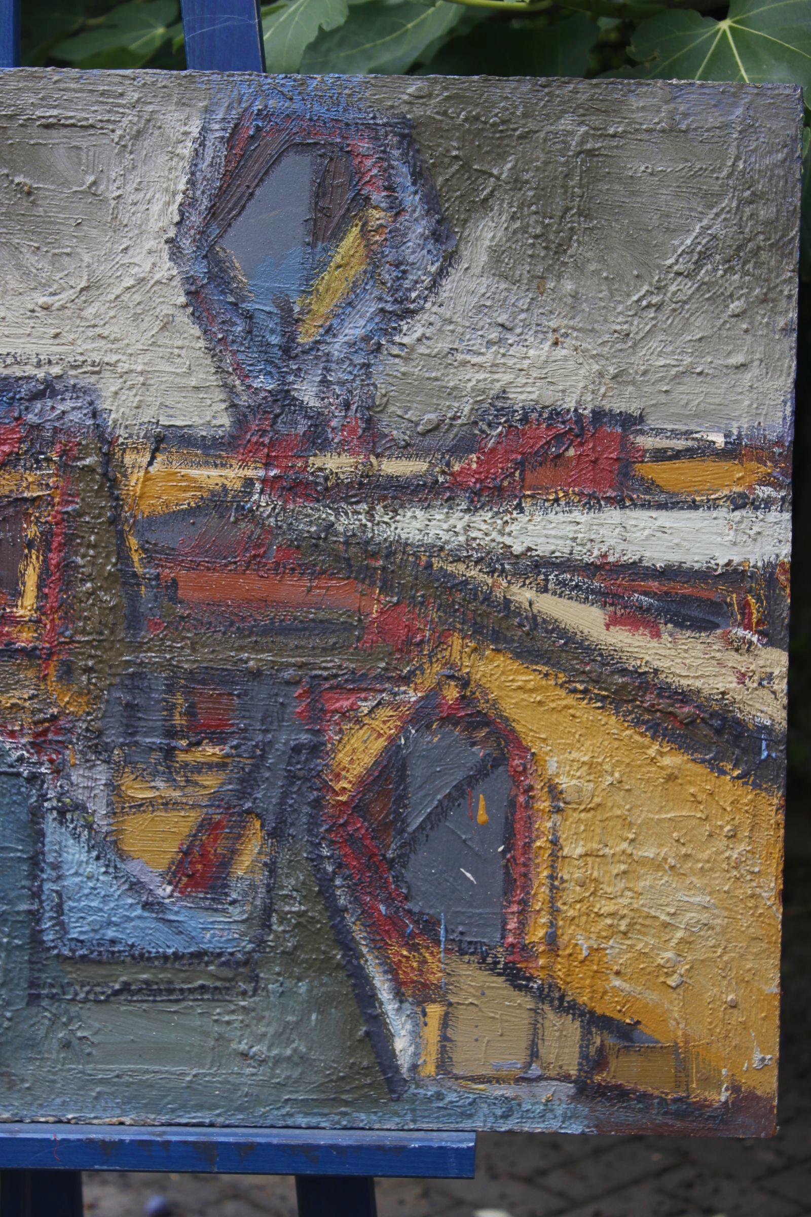 Français Jean Besnard (1922-2007) Peinture constructiviste huile sur panneau, France 1972 en vente