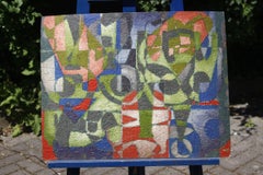 Jean Besnard (1922-2007) Óleo sobre tabla Abstracción geométrica Op Art Años 80