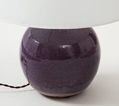 Jean Besnard Ceramic Purple Sphere Lamp France circa 1935, Signed ‘JB’ 'France'