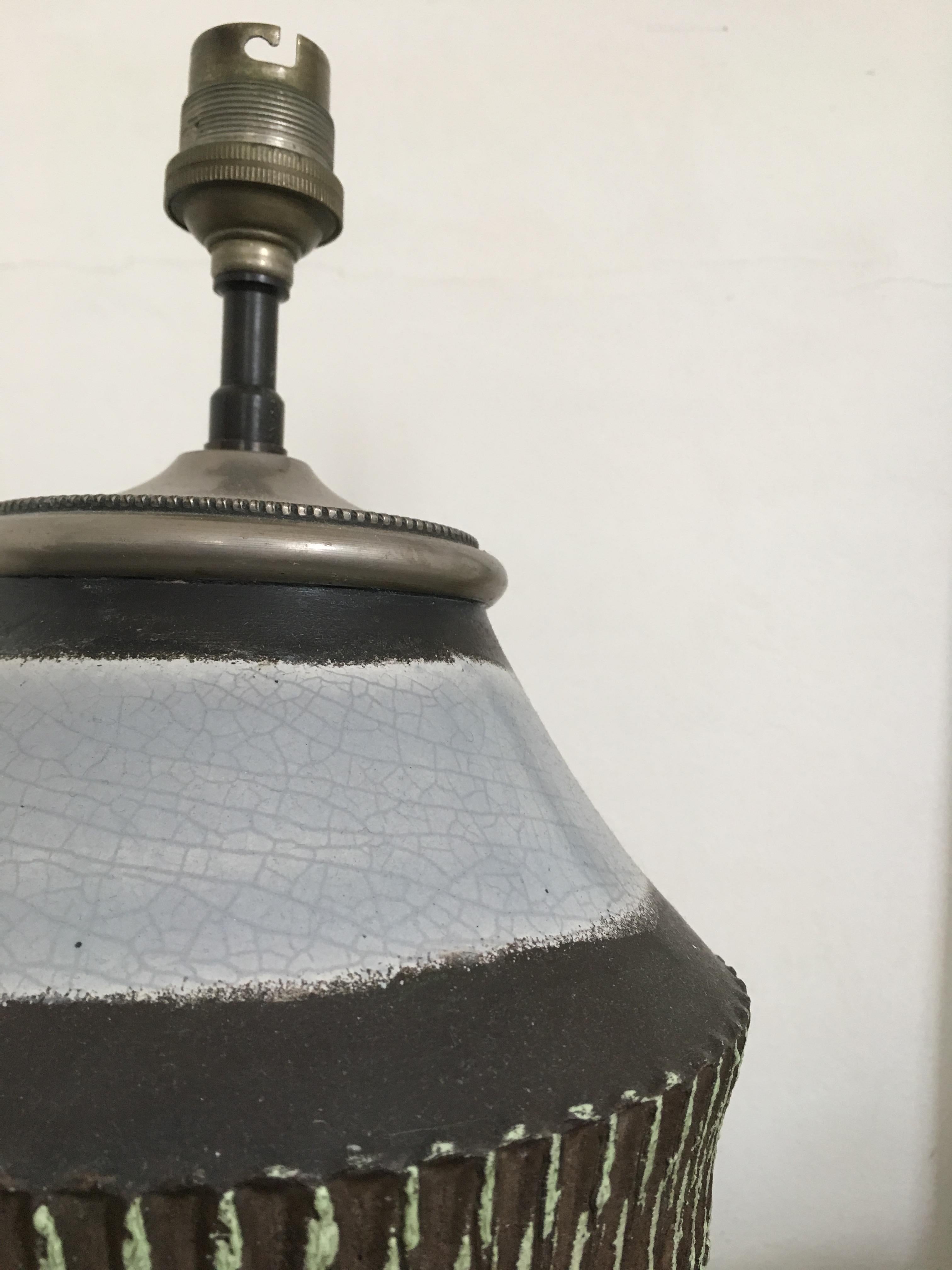 French Jean Besnard Ceramic Table Lamp, 1930s For Sale