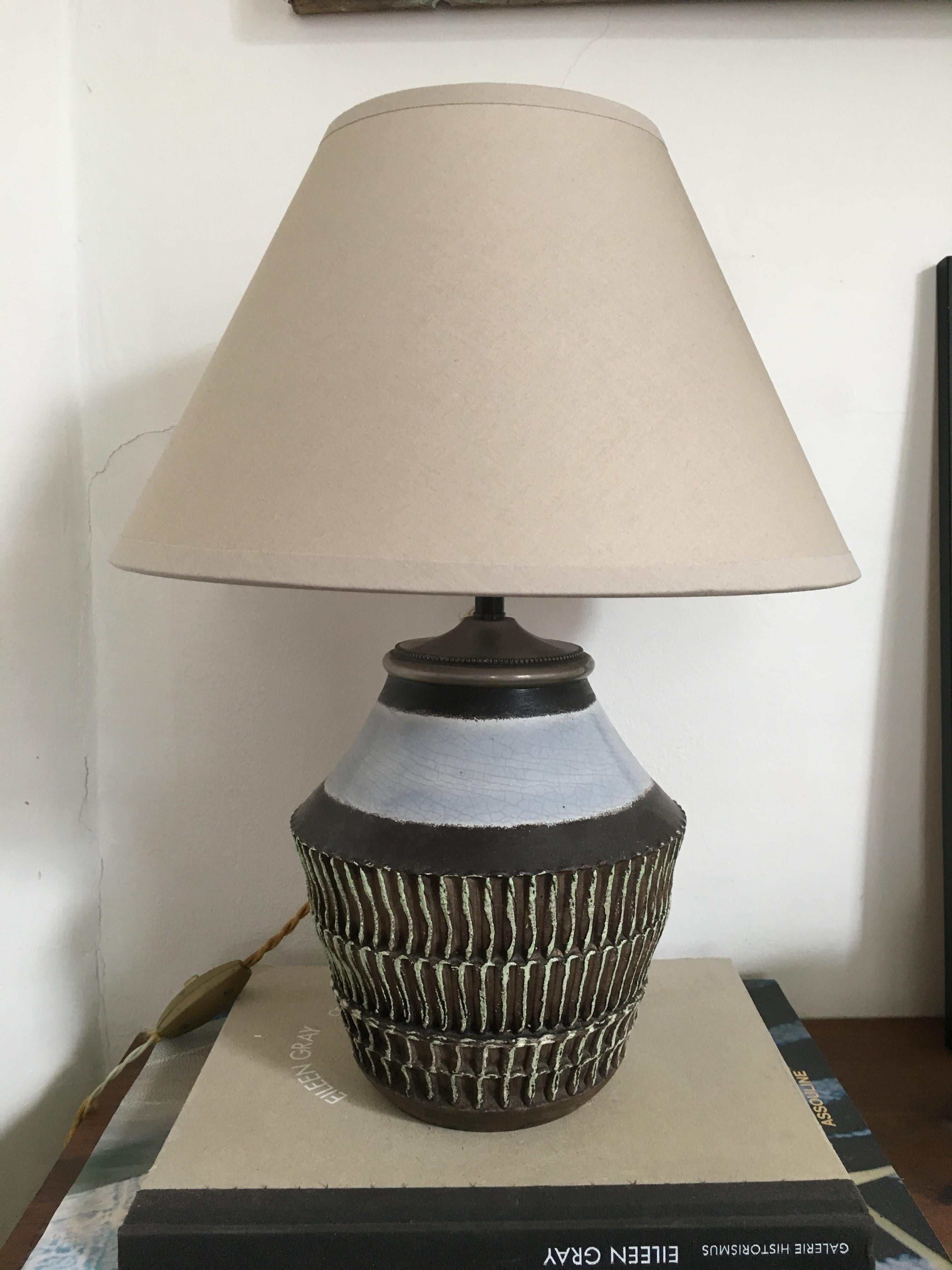 Mid-20th Century Jean Besnard Ceramic Table Lamp, 1930s For Sale